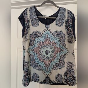 DR2 Blue and Cream Mandala Print Blouse